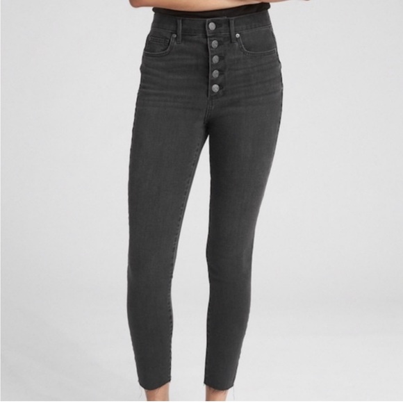 Gap High Rise True Skinny Ankle Jeans Exposed Buttons - Picture 2 of 12
